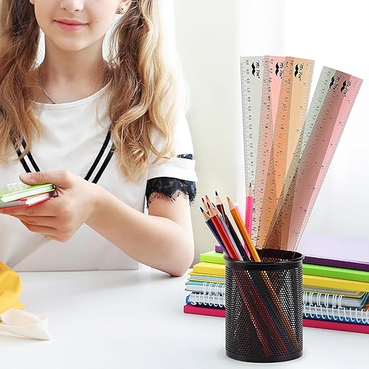 Mr. Pen- Ruler, 12 inch Ruler, 6 Pack, Vintage Colors, Clear Rulers 12 Inch, Rulers for School, Back to School Supplies