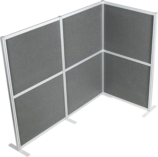 VIVO L-Shape Modular Corner Wall System, 3 Panels, Modern Professional Office Cubicle Dividers, Freestanding Privacy Screen, 66 inches High, Dark Gray, PP-MWS63D-L
