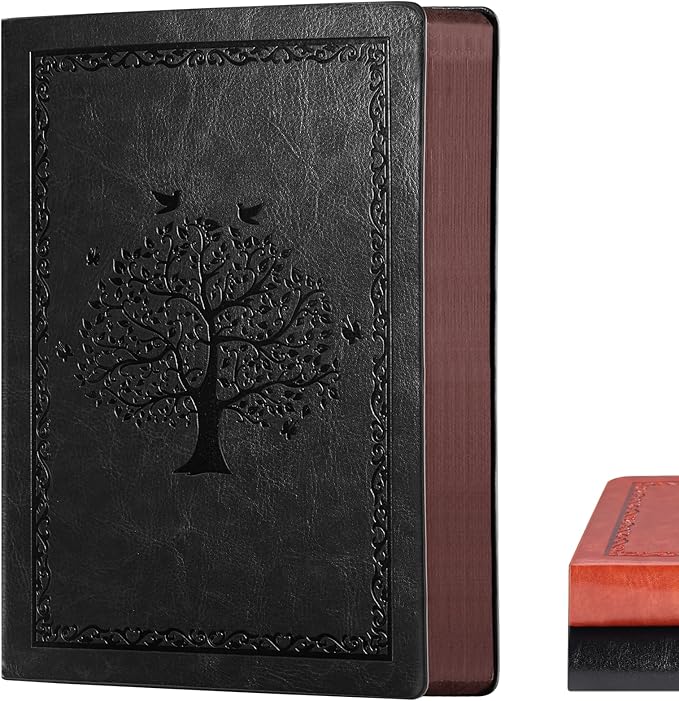 Leather Journal Notebook,300 Pages Hope Tree Softcover Lined Notebook for Women Men,300 Travel,Business,Work,Office,School Note Taking,5.7'' X 8.3''(black)