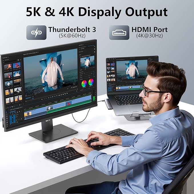 USB C Hub HDMI USB Adapter for MacBook Pro Air M3 M2 M1 2025-2018 13 14 16", MacBook Adapter Multiport 8 in 2 Mac USB C Hub with HDMI, Thunderbolt 3, 10G USB C&A Data Ports, SD TF Card Reader, Audio