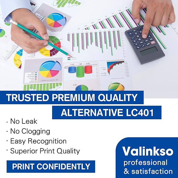 LC401 Ink Cartridges Compatible for Brother LC401 Ink Cartridges Color Standard Yield Work with Brother MFC-J1010DW MFC-J1012DW MFC-J1170DW Printer (1 Black,1 Cyan,1 Magenta,1 Yellow,4 Pack)