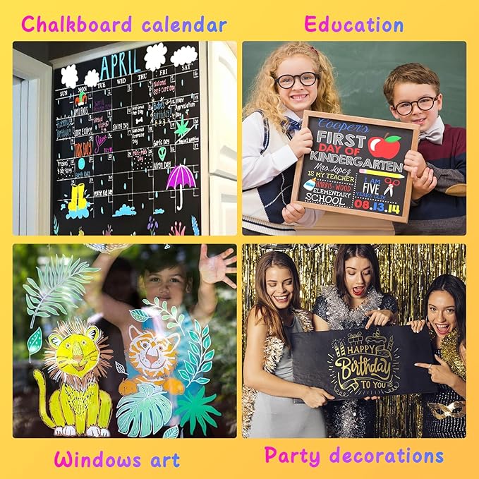 SFAIH Fine Tip Liquid Chalk Markers for Bhalkboard [1-Second Wet Wipe], 0.7-1mm 30 Colors [Neon+Pastel+Metallic], Chalk Pens for Chalkboard, Calendar, Windows, Glass, Includes Highlighter Color Marker