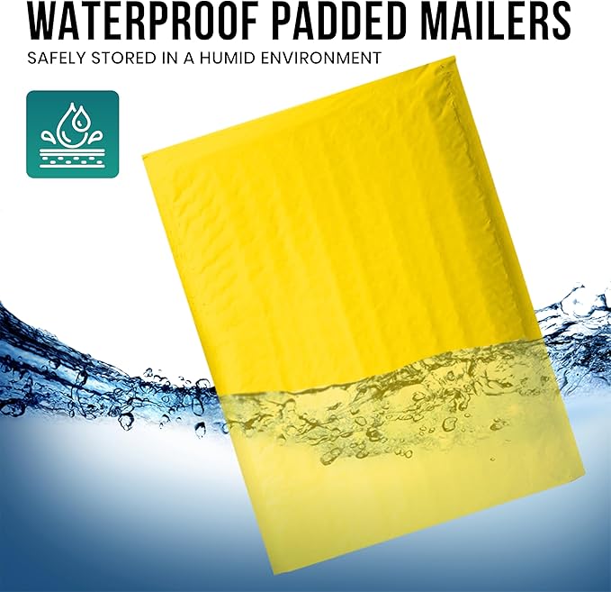 Levex - #000 4" x 8" [10 Pack] Yellow Poly Bubble Mailers, Padded Envelope Mailers, Packing Envelope & Mailing Bags for Shipping