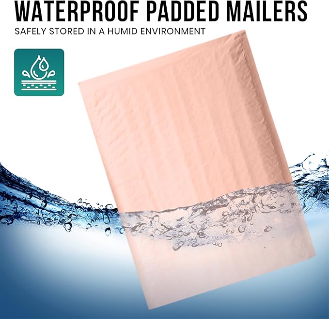 Levex - #000 4" x 8" [5 Pack] Light Pink Poly Bubble Mailers, Padded Envelope Mailers, Packing Envelope & Mailing Bags for Shipping