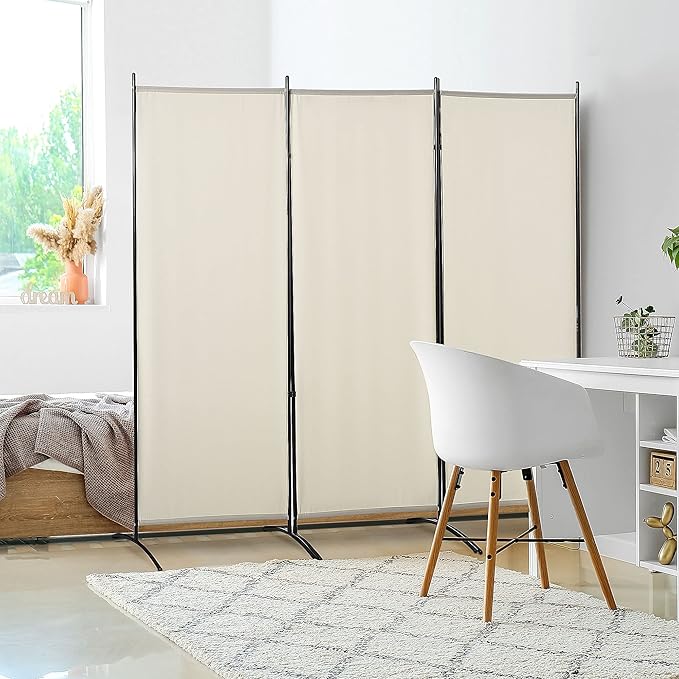 NicBex Room Divider 3 Panel Room Dividers with Fabric Panels Partition Room Dividers and Folding Privacy Screens 6FT Wall Divider for Home, Office, Room Separation,99.5"W x 19.75"D x 71.75"H, White