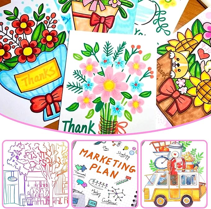 76 Colors Dual Tip Brush Pens with Brush Tip and Fine Tip for Artists Adult, Coloring Markers for Adult Coloring Books Professional Marker Set for Note Taking and Lettering