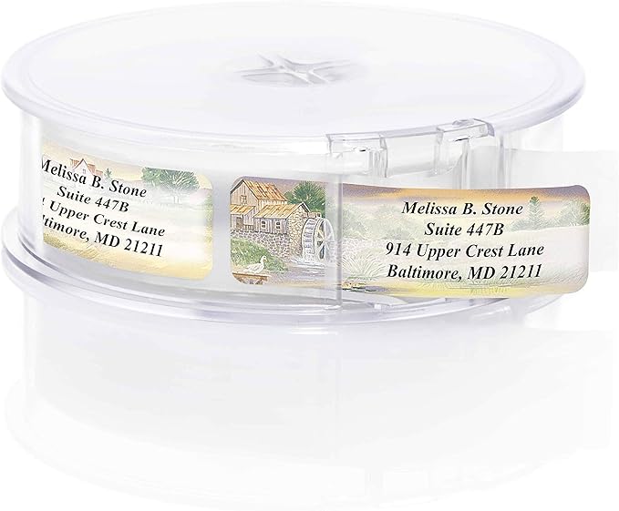 Rural America Assorted Country Scenes Personalized Return Address Labels with Dispenser - Roll of 500 Custom Labels