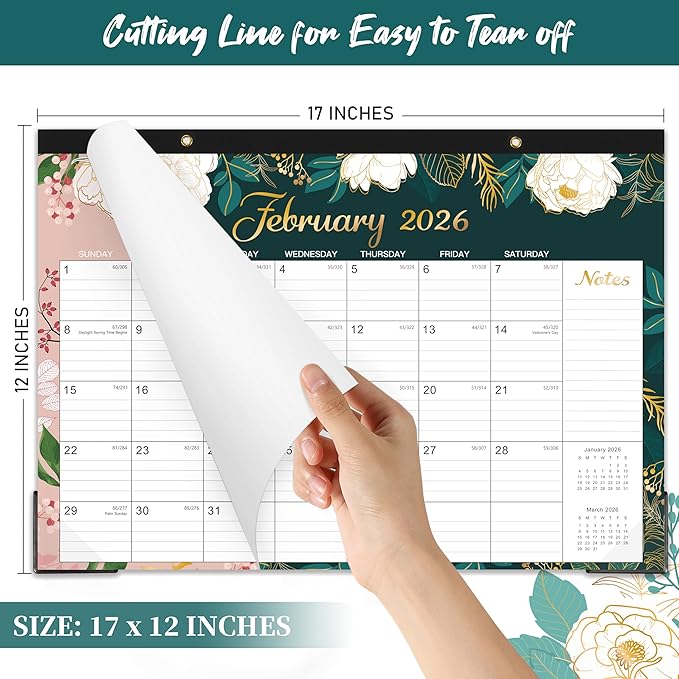 Desk Calendar 2025-2026 - Jul. 2025 - Dec. 2026, 18 Months Large Monthly Desk Calendar, 17" x 12", Desk Pad, Large Ruled Blocks, To-do List & Notes, Best Desk/Wall Calendar for Planning or Organizing