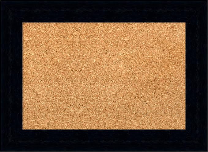 Amanti Art Natural Cork Board for Wall, 16x22 Vision Board with Black Wood Frame, Small Corkboard Office Decor for Home Organization, Modern Corkboard Pinboard to Display Items for Home Organization
