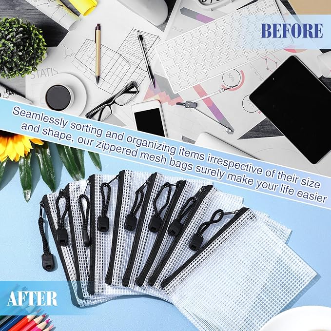 Jetec 32 Pcs Mesh Zipper Bags Toy Storage Bikini Organizer Bag Bolsas Para Guardar Trajes De Baño Waterproof Zipper Reusable Pouch Puzzle Multipurpose for Storage Office(Black,5.1 x 4.1 Inch)