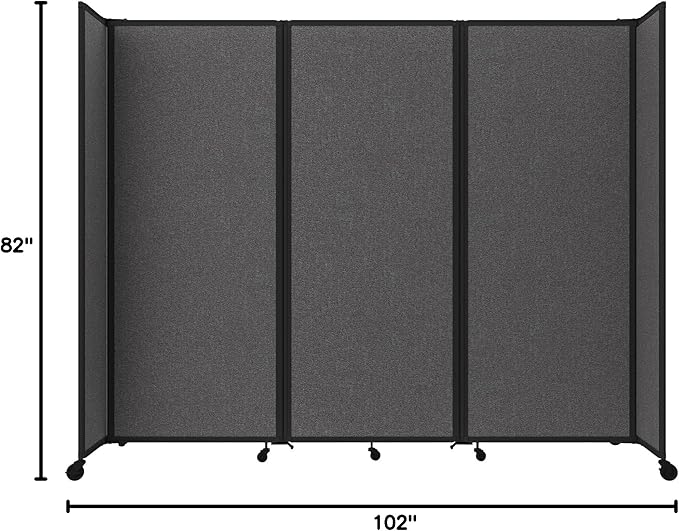 Versare Room Divider 360 Portable Wall Partition | Folding Panels | Large Freestanding Divider | Locking Wheels | Temporary Room Separator