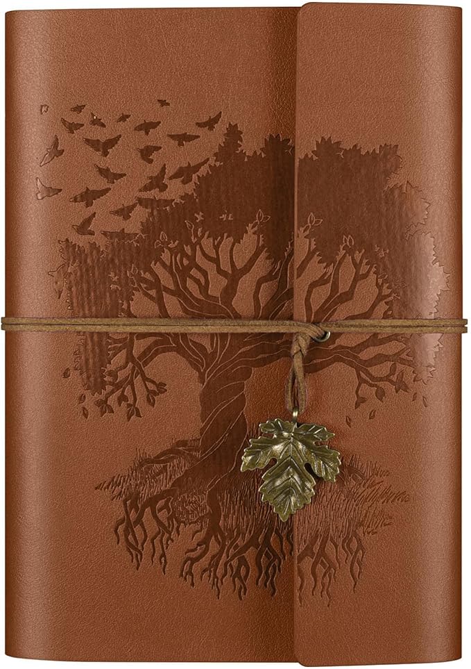 OMEYA PU Leather Journals Notebooks with Blank Pages, Vintage Refillable Journal for Writing, Travel Diary Art Sketchbook to Write in, Gifts for Women, Men, Teen Girls and Boys, 160 Pages (Brown, A5)