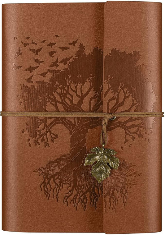 OMEYA PU Leather Journals Notebooks with Blank Pages, Vintage Refillable Journal for Writing, Travel Diary Art Sketchbook to Write in, Gifts for Women, Men, Teen Girls and Boys, 160 Pages (Brown, A6)