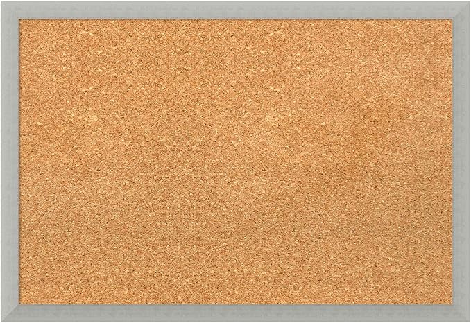 Amanti Art Natural Cork Board for Wall, 18x26 Vision Board with Silver Wood Frame, Medium Corkboard Office Decor for Home Organization, Casual Corkboard Pinboard to display items for home organization