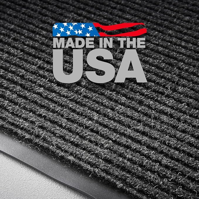 Consolidated Plastics Brush Dry Rug - Made in USA, Heavy-Duty Commercial DoorRug for Indoor/Outdoor Entryways, Non-Slip Backing for High-Traffic Areas (3' W x 5' L, Charcoal)