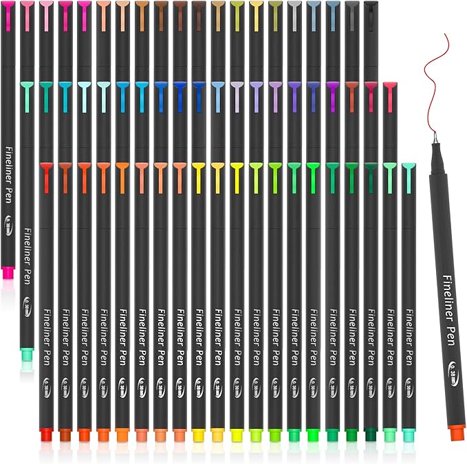 65 Pack Planner Colored Pens, 60 Assorted Colors Drawing Pens with 5 Different Stencils, Perfect for Dotted Journal Planner Writing Note Calendar Coloring Office School Supplies