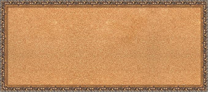 Amanti Art Natural Cork Board for Wall, 16x36 Vision Board with Bronze Frame, Medium Corkboard Office Decor for Home Organization, Traditional Corkboard Pinboard to Display Items for Home