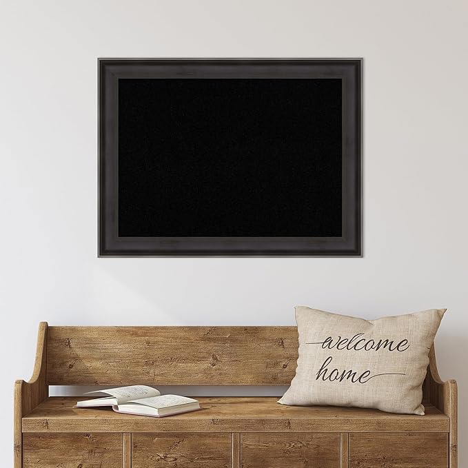 Amanti Art Black Cork Board for Wall, 24x32 Vision Board with Black Wood Frame, Medium Corkboard Office Decor for Home Organization, Casual Corkboard Pinboard to Display Items for Home Organization