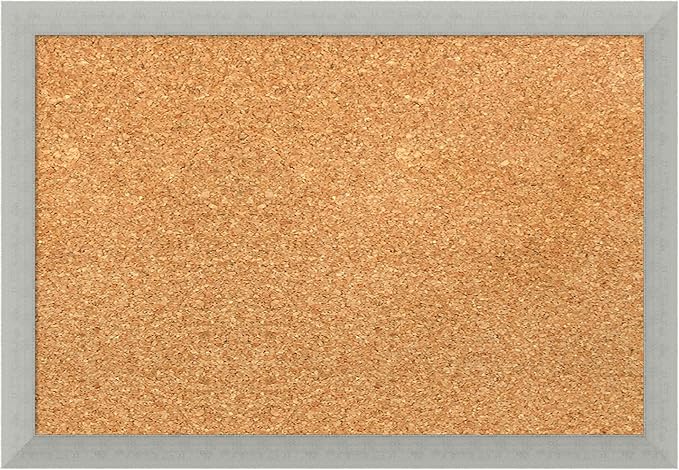 Amanti Art Natural Cork Board for Wall, 14x20 Vision Board with Silver Wood Frame, Small Corkboard Office Decor for Home Organization, Casual Corkboard Pinboard to Display Items for Home Organization