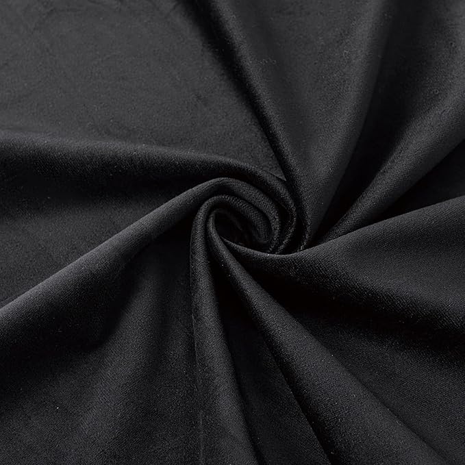 Furnimart Black Velvet Adjustable Height Vanity Chair, Swivel Makeup Chair for Living Room, Bedroom, Dressing Room