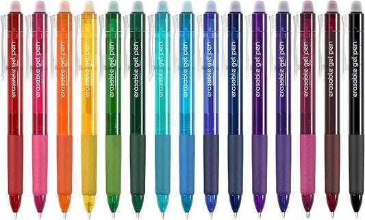 Vanstek 15 Colors Retractable Erasable Gel Pens Clicker, Fine Point(0.7), Make Mistakes Disappear, Premium Comfort Grip for Drawing Writing Planner and School Supplies