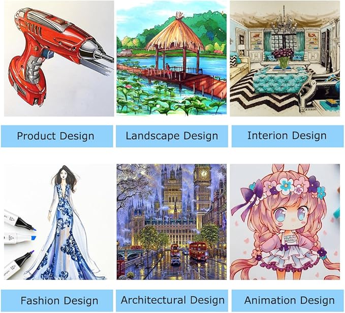 Caliart Markers, 100 Colors Dual Tip Art Markers Sketch Pens Permanent Alcohol Based, with Case for Adult Kids Halloween Drawing Sketching (White Barrel)