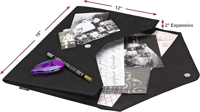 Smead Soft Touch Cloth Expanding File, 2" Expansion, Magnetic Closure, Tabloid Size, Black (70923)