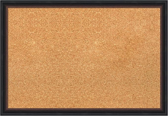 Amanti Art Natural Cork Board for Wall, 18x26 Vision Board with Black Wood Frame, Medium Corkboard Office Decor for Home Organization, Casual Corkboard Pinboard to display items for home organization