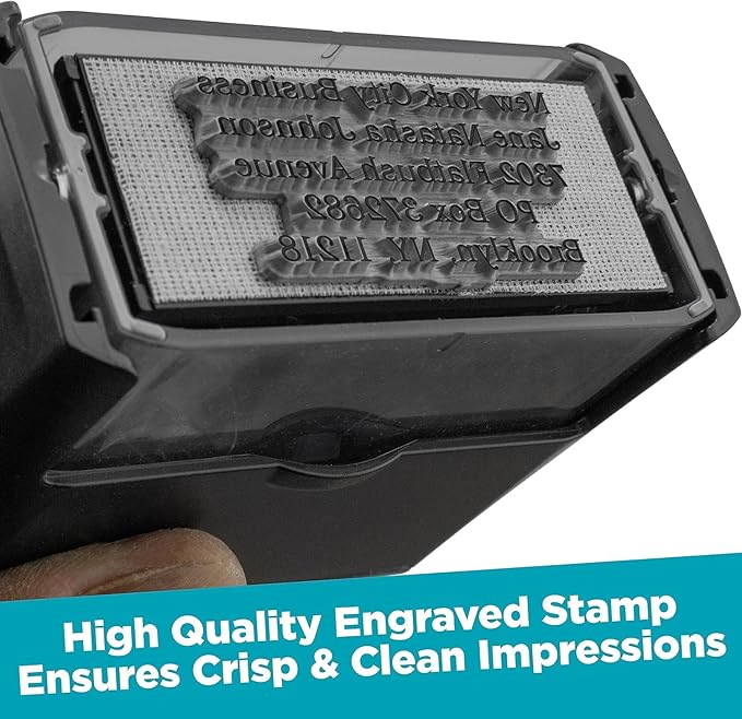MaxMark Customized Self Inking Stamp - Up to 6 Lines of Text - Large & Wide Size - Choose from 15 Ink Colors
