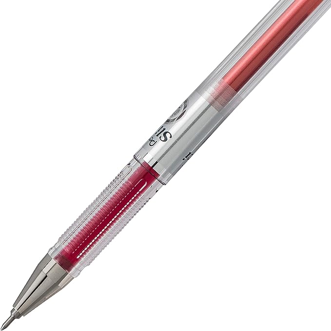 Pentel Arts Slicci 0.25 mm Extra Fine Gel Pen, Red Ink, Box of 12 (BG202-B)