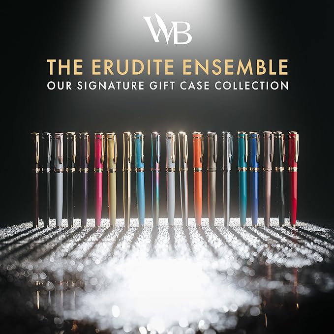 Wordsworth & Black Fountain Pen Set, 18K Gilded Broad Nib, Includes 6 Pack Ink Cartridges, Ink Refill Converter & Gift Box, Gold Finish, Calligraphy, [Silver Gold], Perfect for Men & Women