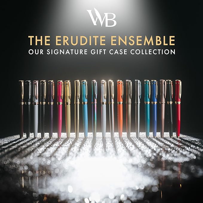 Wordsworth & Black Fountain Pen Set, 18K Gilded Medium Nib, Includes 24 Pack Ink Cartridges, Ink Refill Converter & Gift Box, Gold Finish, Calligraphy, [White Gold], Perfect for Men & Women