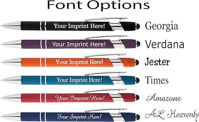 Up to 500 Pcs Custom Pens Bulk | Rainbow of Colors | Soft-Touch Metal Black Ink Personalized with Name or Message (Dark Blue, 12)