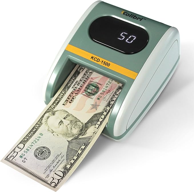 Kolibri KCD-1500 4-Way Orientation USD Counterfeit Money Detector and Bill Value Reader with UV, MG and IR Detection for Small Businesses (Battery not Included)