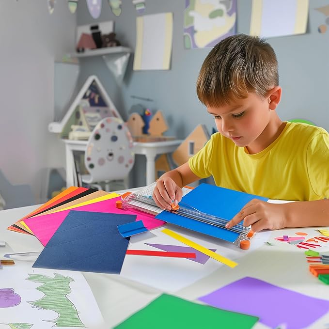 6-Pack Trimmer Replacement Blades for Fiskars Paper Trimmer, Replacement Blade for All Series of Fiskars/Portable&Precision Trimmer,Arts and Crafts,4 Cutting&2 Scoring Blades,a Slider,Blue