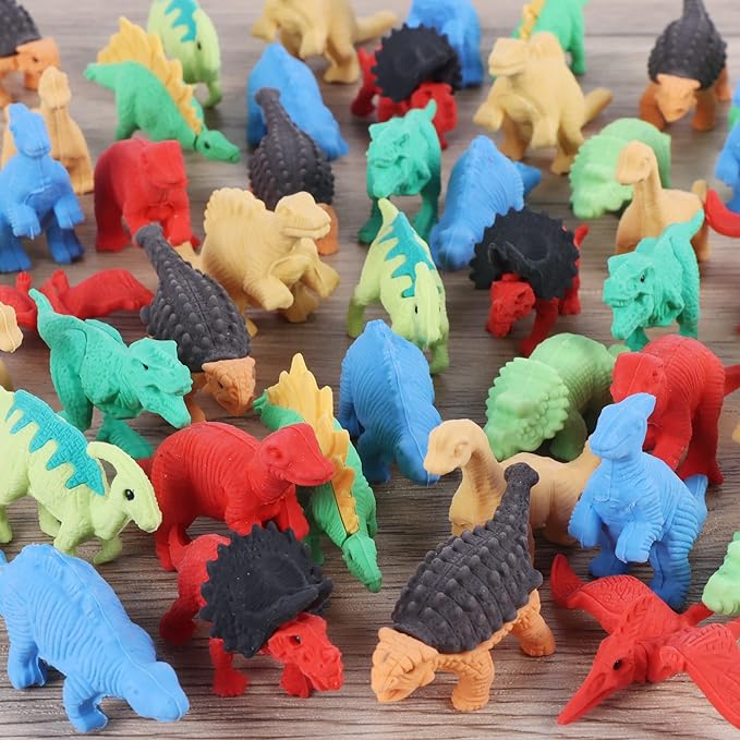72 Pcs Animal Erasers for Kids, Dinosaur 3D Puzzle Eraser Bulk, Mini Dinosaur Toys, Desk Pets for Students, Classroom Prizes, Party Favors