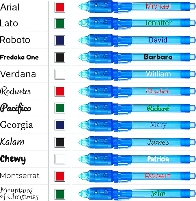 Personalized Invisible Disappearing Ink Pen Marker, Custom Secret Spy Message Writer with UV Light, Fun Activity Entertainment for Kid Party Favors Ideas Gifts and Stock Stuffers, 12 Pack, Blue