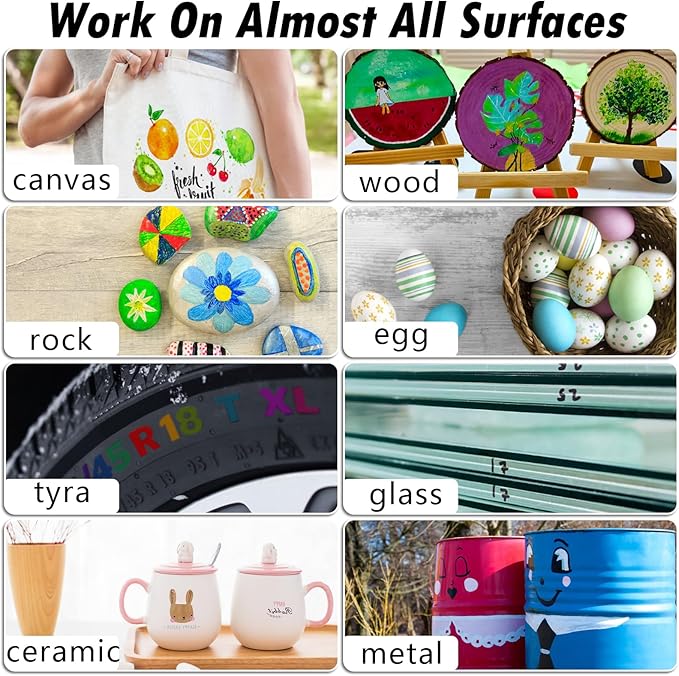 Purple Paint Markers, 2 Pack Oil-Based Waterproof Quick Dry Permanent Paint Pen Set for Rocks Painting, Wood, Fabric, Plastic, Canvas, Glass, Mugs, Metal, Tire, Stone, DIY Craft