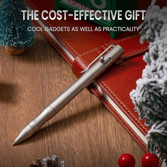 Origin-Joy 3 Pack Stainless Steel Bolt Action Pen Set, Heavy Duty EDC Pocket Gel Tactical Pen With 12 Ballpoint Refills (Sandblasting)