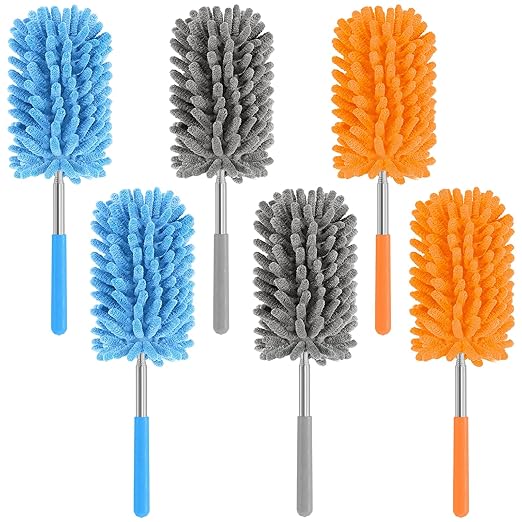 Mini Duster for Cleaning, 360° Bendable Hand Dusters with Extension Pole, Washable Small Duster for Car Interior, Office, Furniture