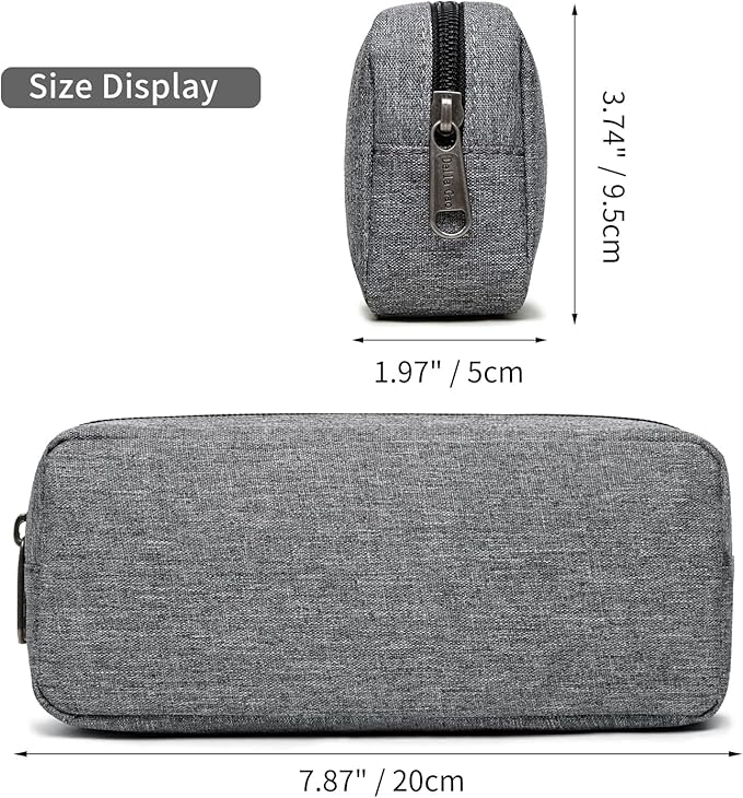 Della Gao Small Pencil Case Large Capacity Pencil Pouch Marker Pen Bag Coin Pouch Office Stationery Organizer (Grey)