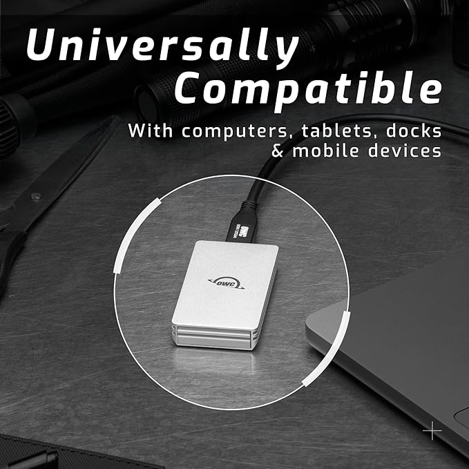 OWC 1TB Envoy Single Ultra Portable Aluminum Bus Powered 10G/s USB-C Thunderbolt Compatible External NVMe SSD Drive