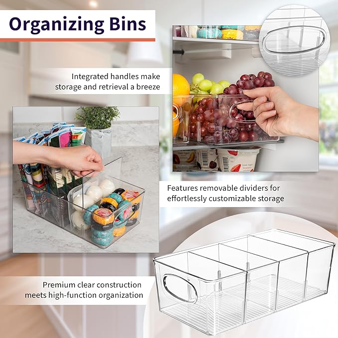 Pantry Organizers and Storage and Cabinet Organizer, 2 Pack - Kitchen Organizers and Storage, Great Fridge or Snack Organizer - Perfect in Refrigerator or Cupboard Shelf
