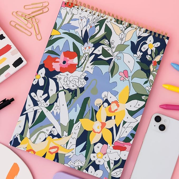 kate spade new york Large College Ruled Notebook, Top Spiral Notebook with 160 Pages, 11.75" x 8.5" Writing Pad, Paint by Numbers