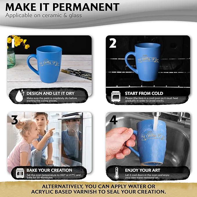 Stylo 8 Count Acrylic Metallic Pens - Gold Paint Pens - Fine Tip Permanent Acrylic Metallic Paint Markers for Rock Painting, Glass, Wood, Ideal for Arts and Crafts (Pack of 8, Gold)