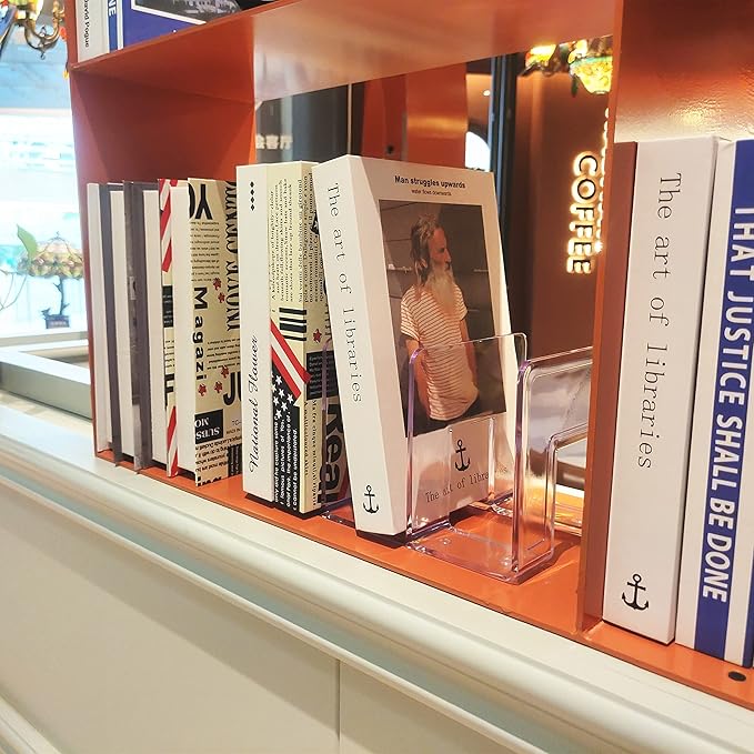 LUGUNU Acrylic Clear Purse Divider Organizer Clear Desk File Sorter Divider Mesh Folder Closet Shelf Storage Office Supplies Stand Holder Bookshelf (2 Pack of 3 Sections)