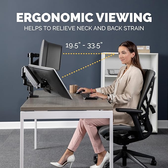 Fellowes Platinum Series Triple Monitor Arm for 27-Inch Monitors, Full Motion, 360° Rotation, VESA Mount with Grommet or Clamp, USB Ports, Ergonomic, Black, 8042601