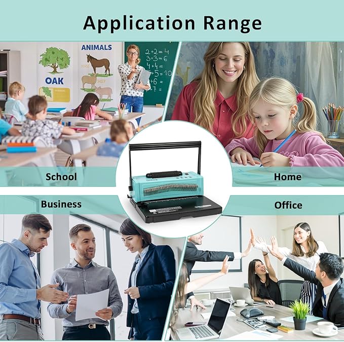 SAMHONG Spiral Coil Binding Machine - Electric Coil Inserter & 20-Sheet Punch (Letter/A4/A5) | 46 Fully Disengaging Dies | Adjustable Margins | Bind up to 440 Sheets | Free Coil Spines & Plier