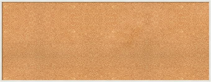 Amanti Art Natural Cork Board for Wall, 21x53 Vision Board with White Frame, Oversize Corkboard Office Decor for Home Organization, Modern Corkboard Pinboard to Display Items for Home Organization in
