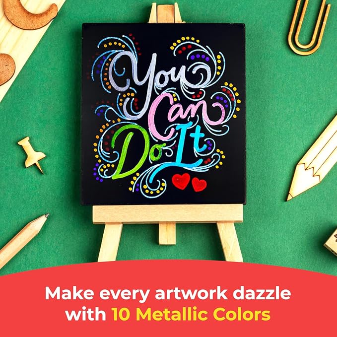 Fine Tip Chalk Markers - Pack of 40 (Neon, Classic & Metallic) Chalk Pens - For Chalkboard, Blackboard, Window, Labels, Bistro, Glass - Wet Wipe Erasable - 3mm Reversible Tip